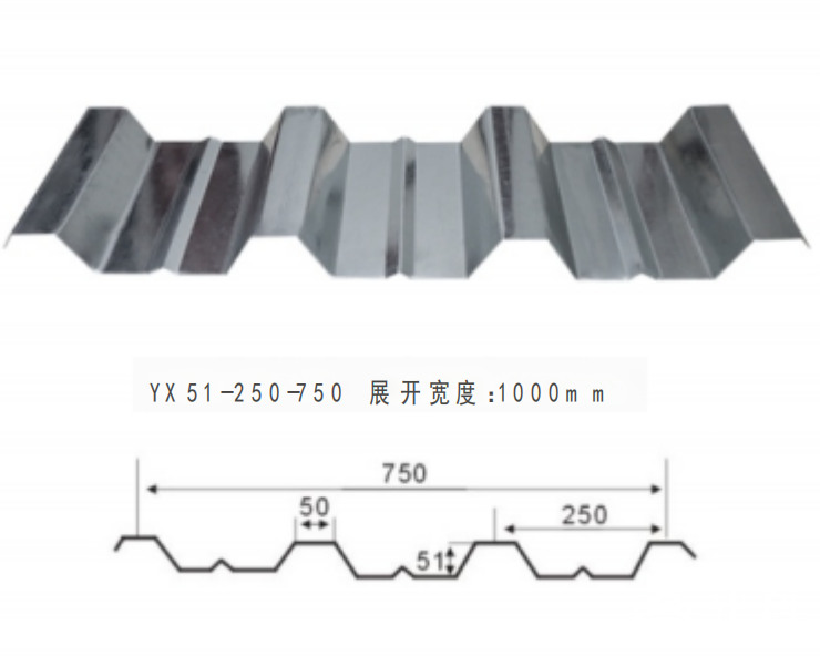 YX51-250-750型开口楼承板